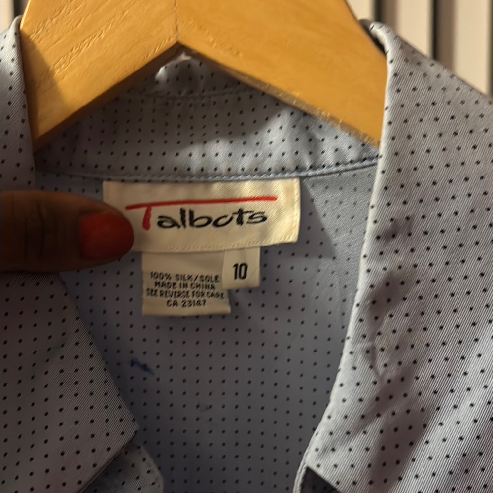Talbots Silk Blue Button Down Shirt Relaxed Fit - Picture 2 of 5